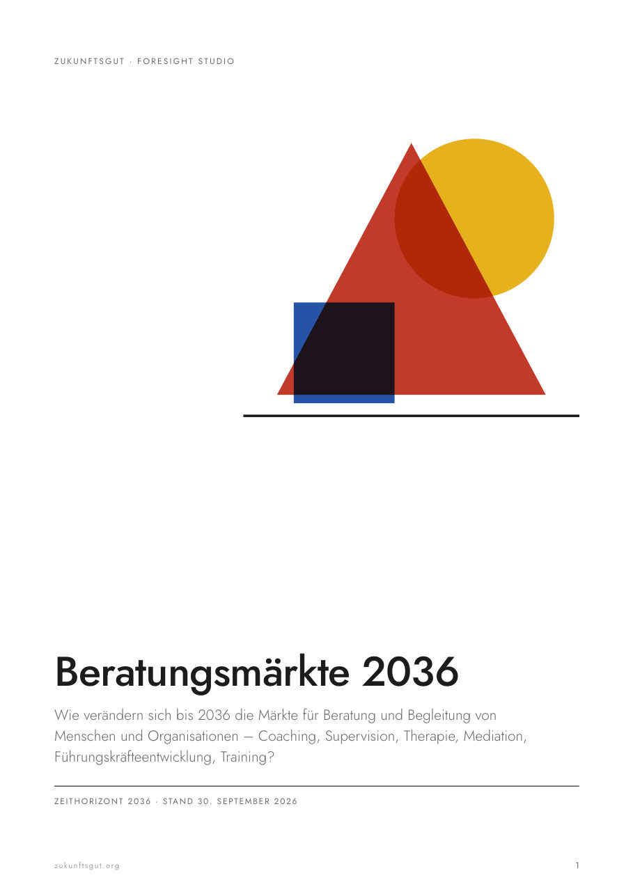 Titelseite des Beispiel-Whitepapers „Beratungsmärkte 2036“